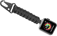 Vista 8 de yothchose Llavero de cuerda de paracaídas compatible con correa trenzada militar Apple Watch Fob Negro con naranja