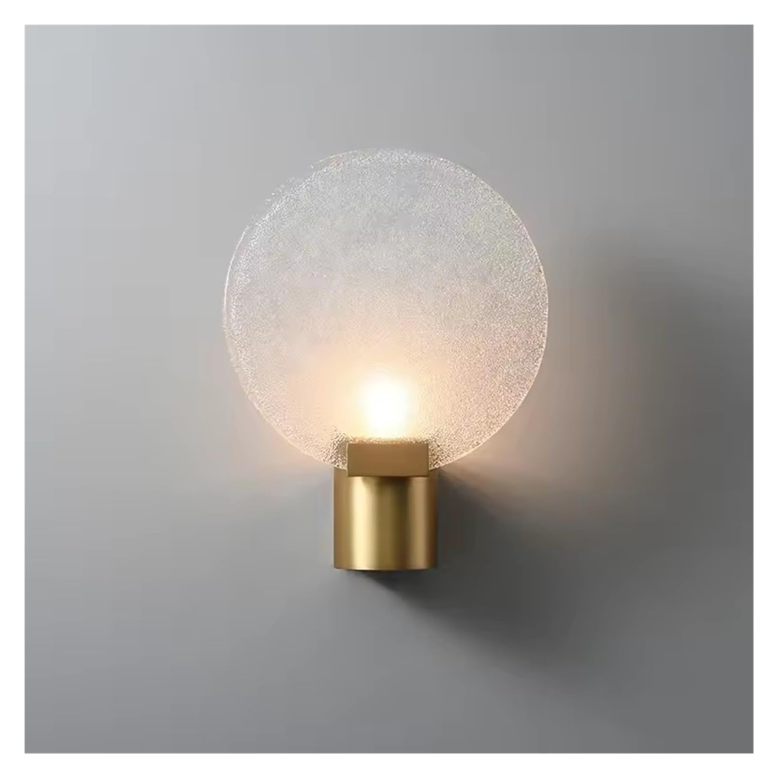 ASerZenith Nordic Copper Gold Wall Lamp Round Glass Sconce Light Creative For Living Room Background Wall Corridor Aisle Bedroom(Cool White(5500-7000K))