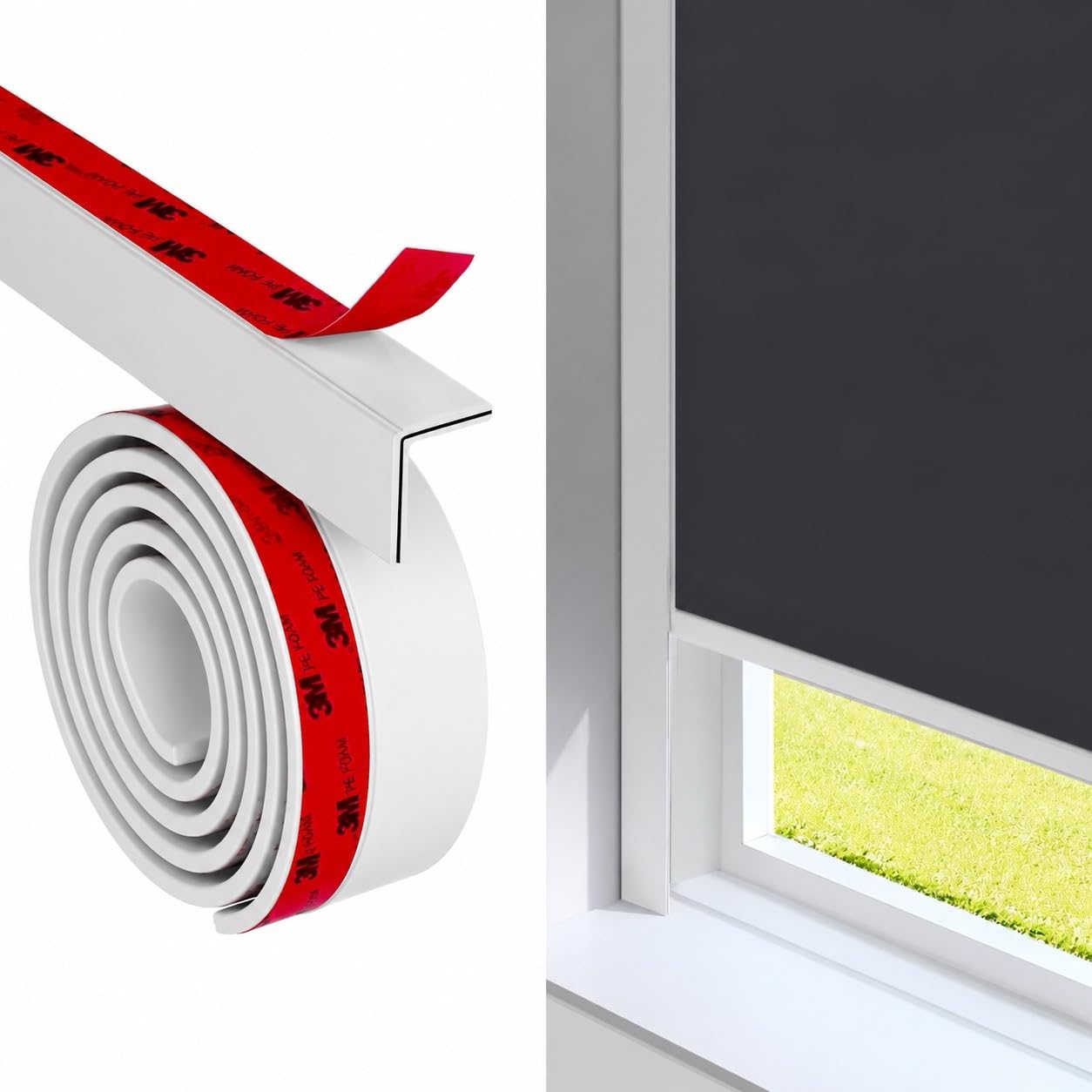 Tiras de bloqueo de luz opacas y flexibles para persianas, pack de 2