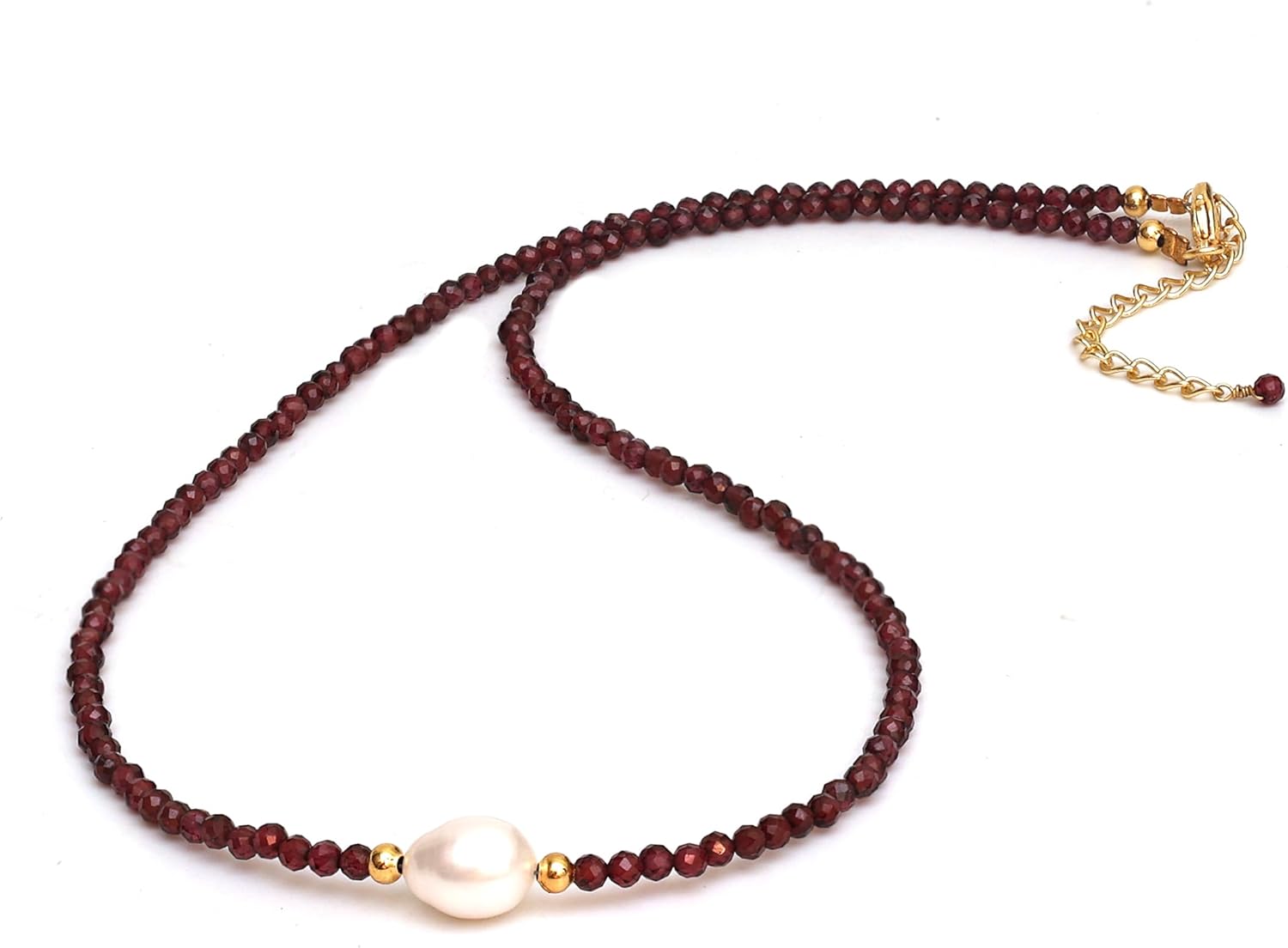 Gempires Gemstone Beaded Necklace with Freshwater Pearl Choker Style Jewelry Hypoallergenic Non Tarnish Gold Plated Crystal Beads Necklaces For Women