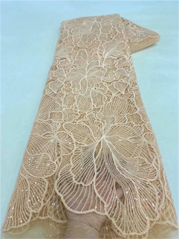 Tissu africain de mariage en dentelle de tulle et sequins de style nigérian traditionnel