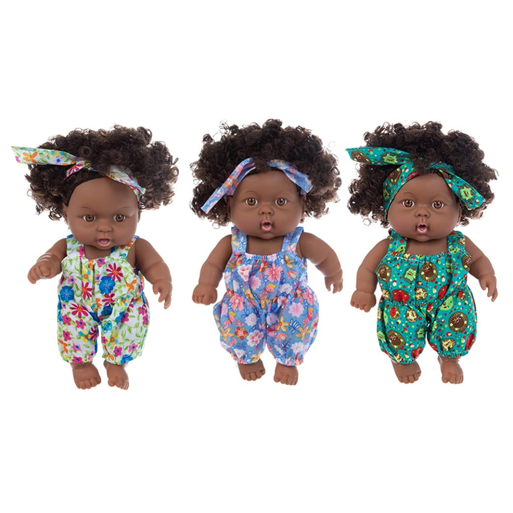 Muñeca Bebé Negra De Silicona De 20 Cm – Pelo Implantado A Mano, Articulaciones Móviles, Vestido Desmontable
