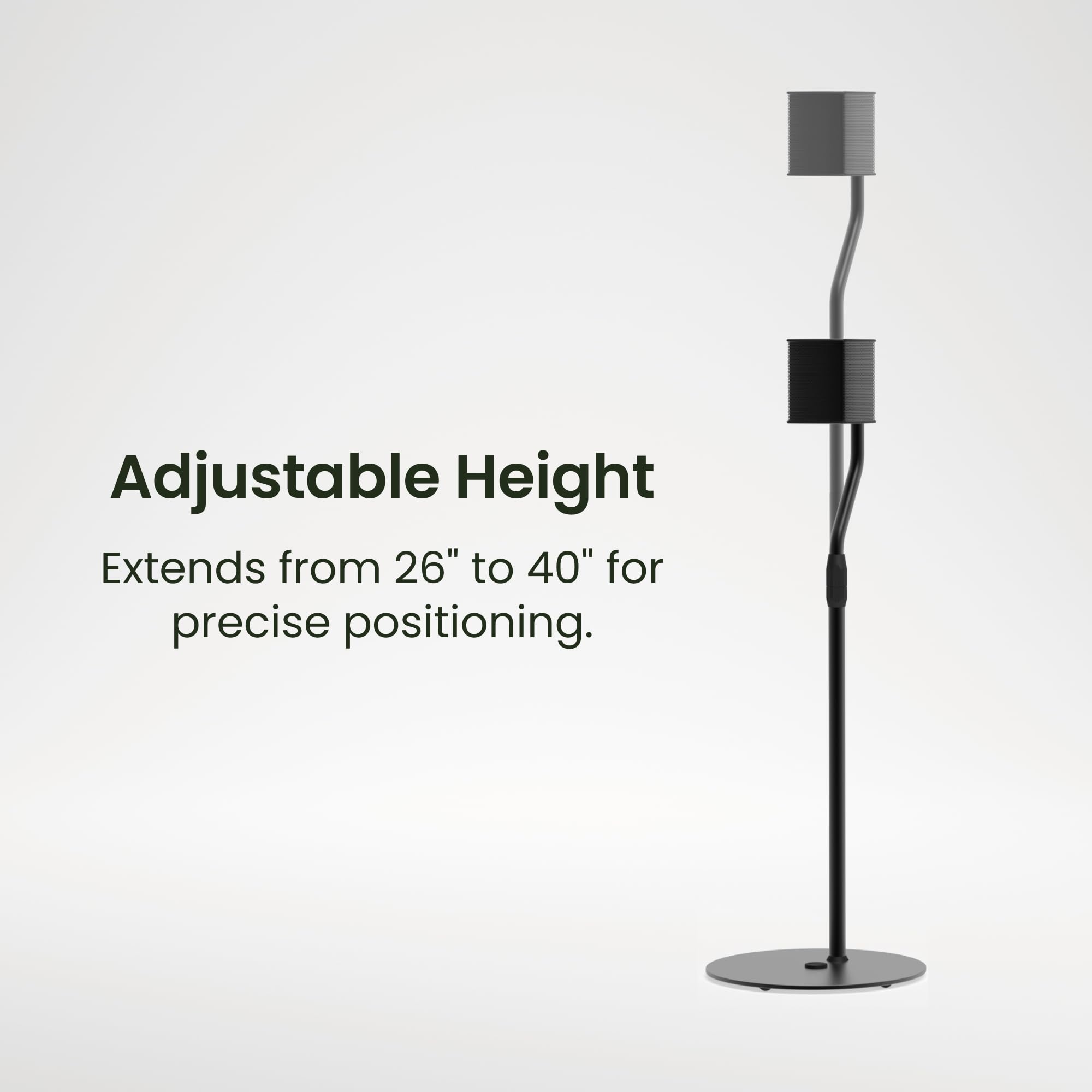 Kanto SLH Universal Height Adjustable Speaker Stands for Satellites up to 4 kg | Pair | Black