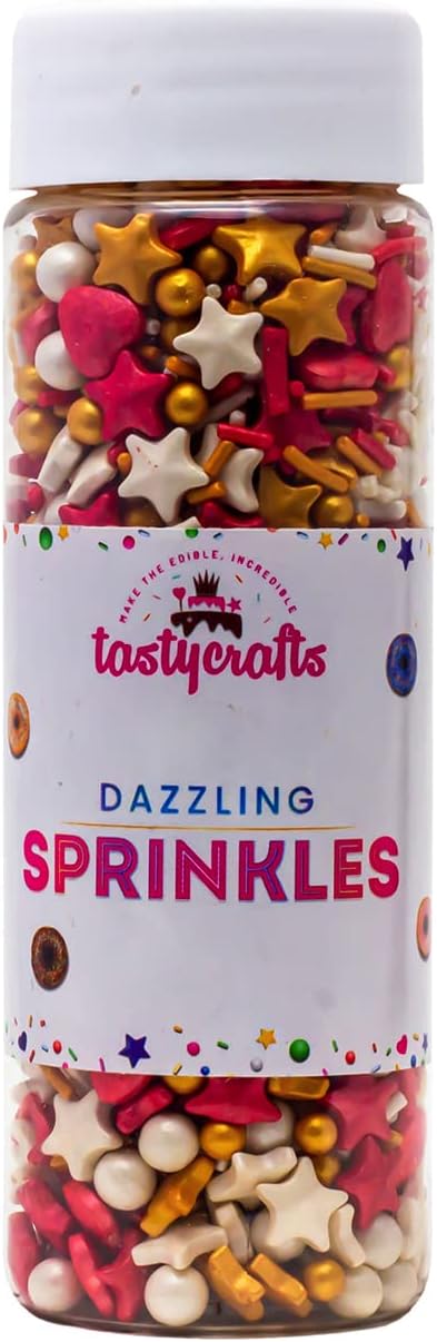 Mix Metallic Sprinkles, 100 GM | Edible Sprinkle | Colorful Dazzling Sprinklefetti | Baking Cake Items | Candy Toppers for Cake, Cupcake, Dessert, Pastry, Cookies Decorations - CH05