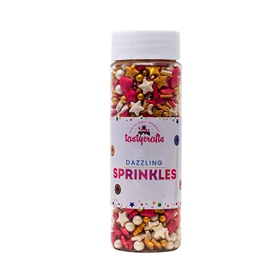 Tastycrafts Mix Metallic Sprinkles, 100 GM | Edible Sprinkle | Colorful Dazzling Sprinklefetti | Baking Cake Items | Can