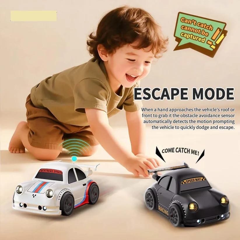 Image of Rechargeable Remote Control Racing Car for Kids | 2.4GHz RC Sports Car with LED Headlights, USB Charging, Easy Controller, High Speed Toy Car for Boys & Girls Age 3+ Birthday Gift (Black)