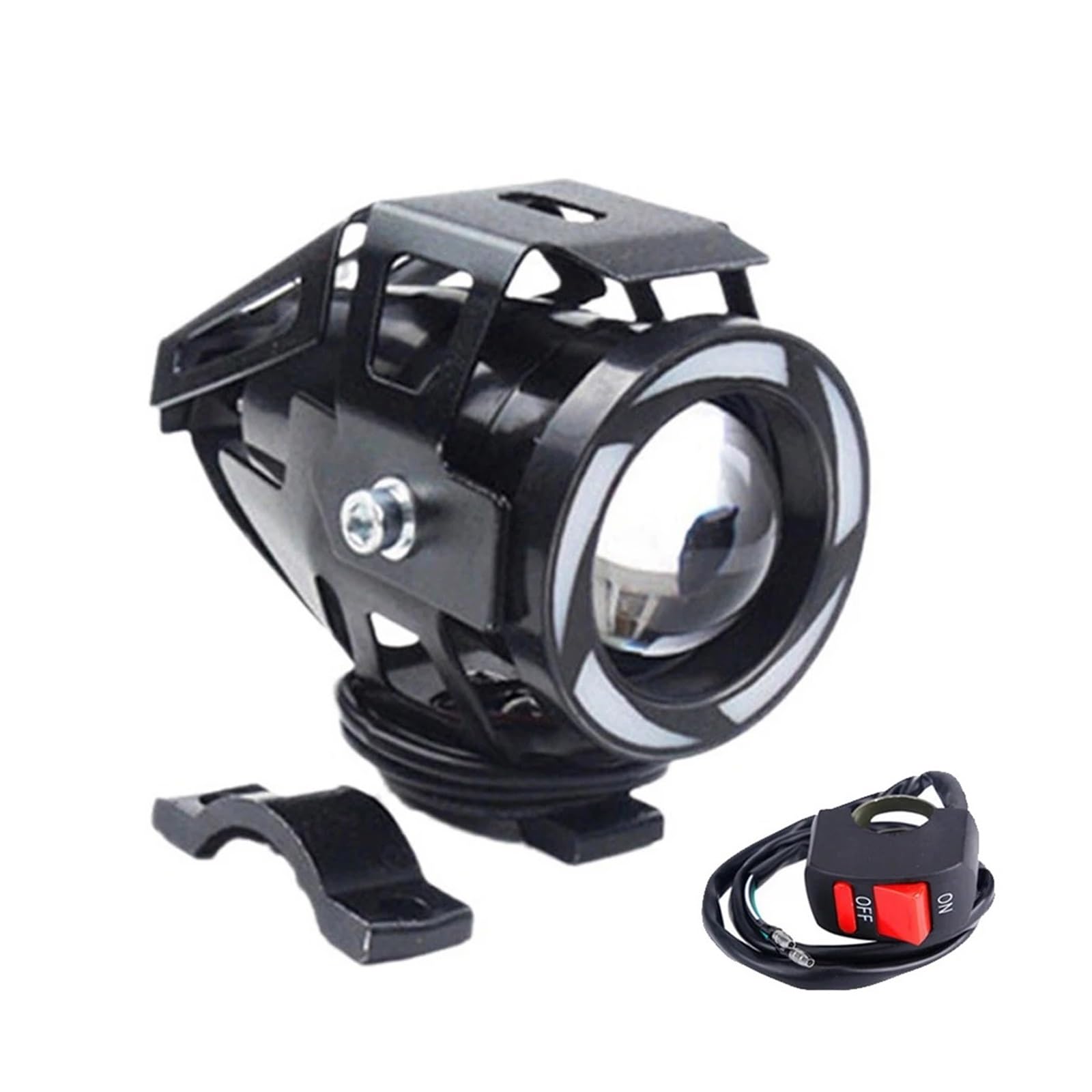 ESPYN Phares Moto Phare LED Pour Moto U7 Feux Antibrouillard Pour Scooter Voyant D'avertissement Externe Clignotant 12V(1Piece with Switch)