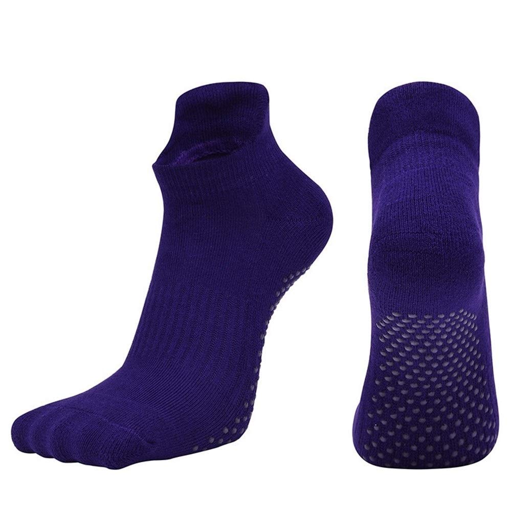 NO LOGO Women's Yoga Socks Fitness Pilates Socks Non-Skid Dance Socks Breathable Cotton Socks Towel Bottom (Color : Purple, Size : EUR35 40 US4.5 7)