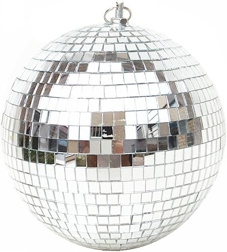 Bola de discoteca de espejo de 8 pulgadas para colgar en fiestas, bodas, vacaciones, decoración del hogar, color plateado