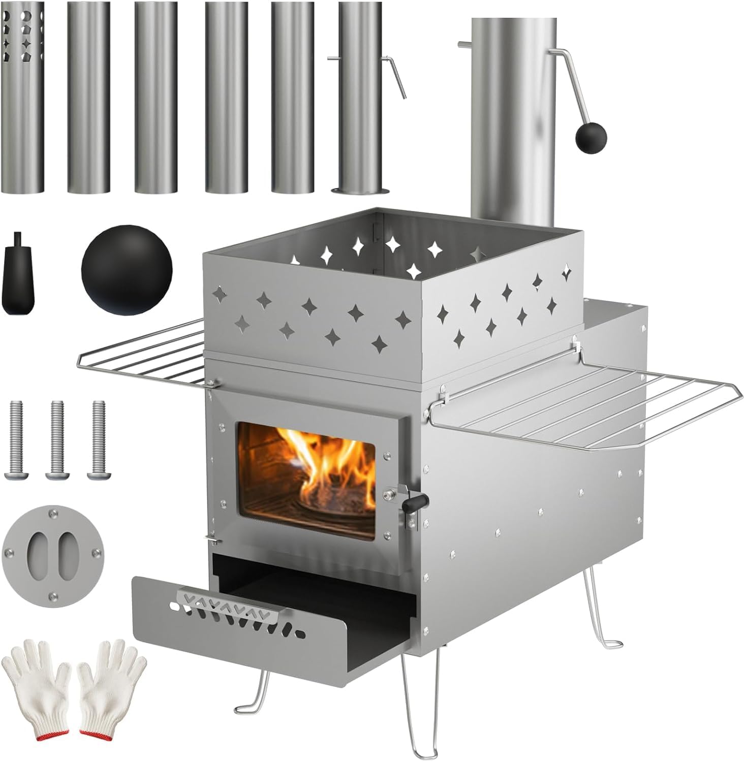 Sauna Hot Tent Stove, Portable Wood Burning Stove for Outdoor Camping with Chimney Pipe for Dry Sauna, Cooking for Family and Friends, Upgraded Heat Concentration System with Sauna Stones Baskets Sauna Hot Tent Stove, Portable Wood Burning Stove for Outdoor Camping with Chimney Pipe for Dry Sauna, Cooking for Family and Friends, Upgraded Heat Concentration System with Sauna Stones Baskets