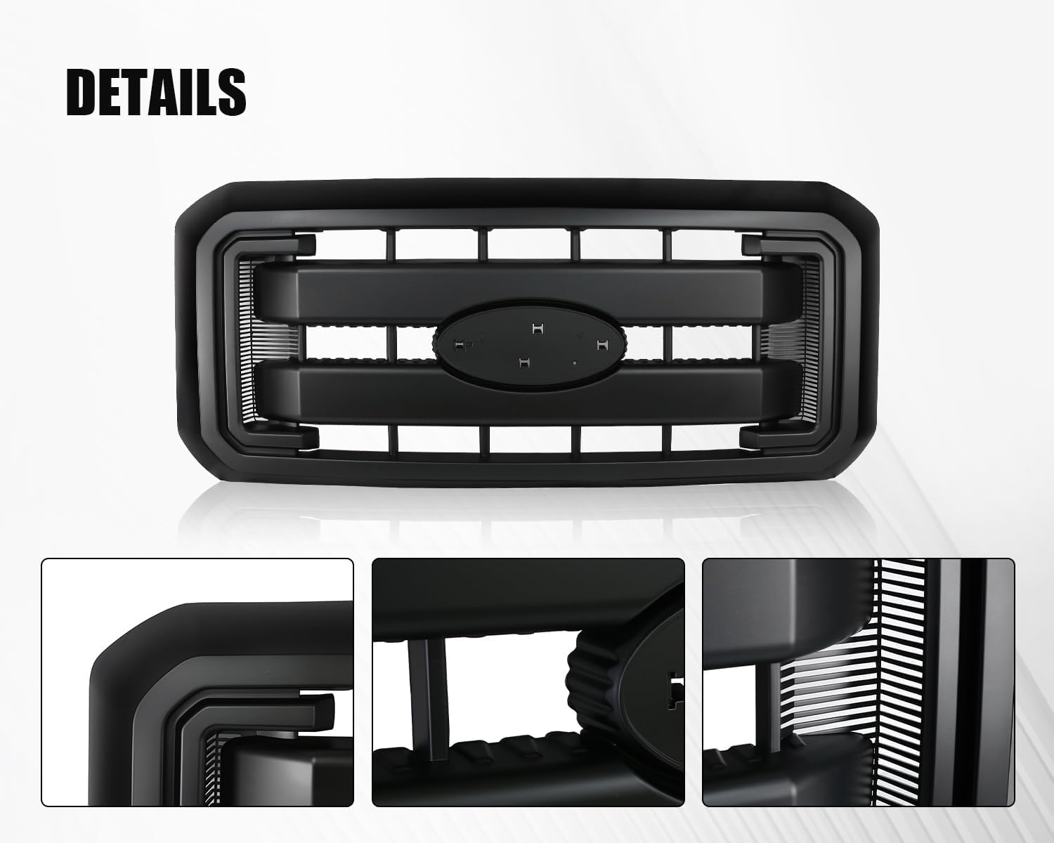 Front Bumper Grille Grill Fits for 2011-2016 Ford F250 F350 F450 Super Duty Matte Black Grille Replacement BC3Z8200AA,BC3Z8200G, Style 1
