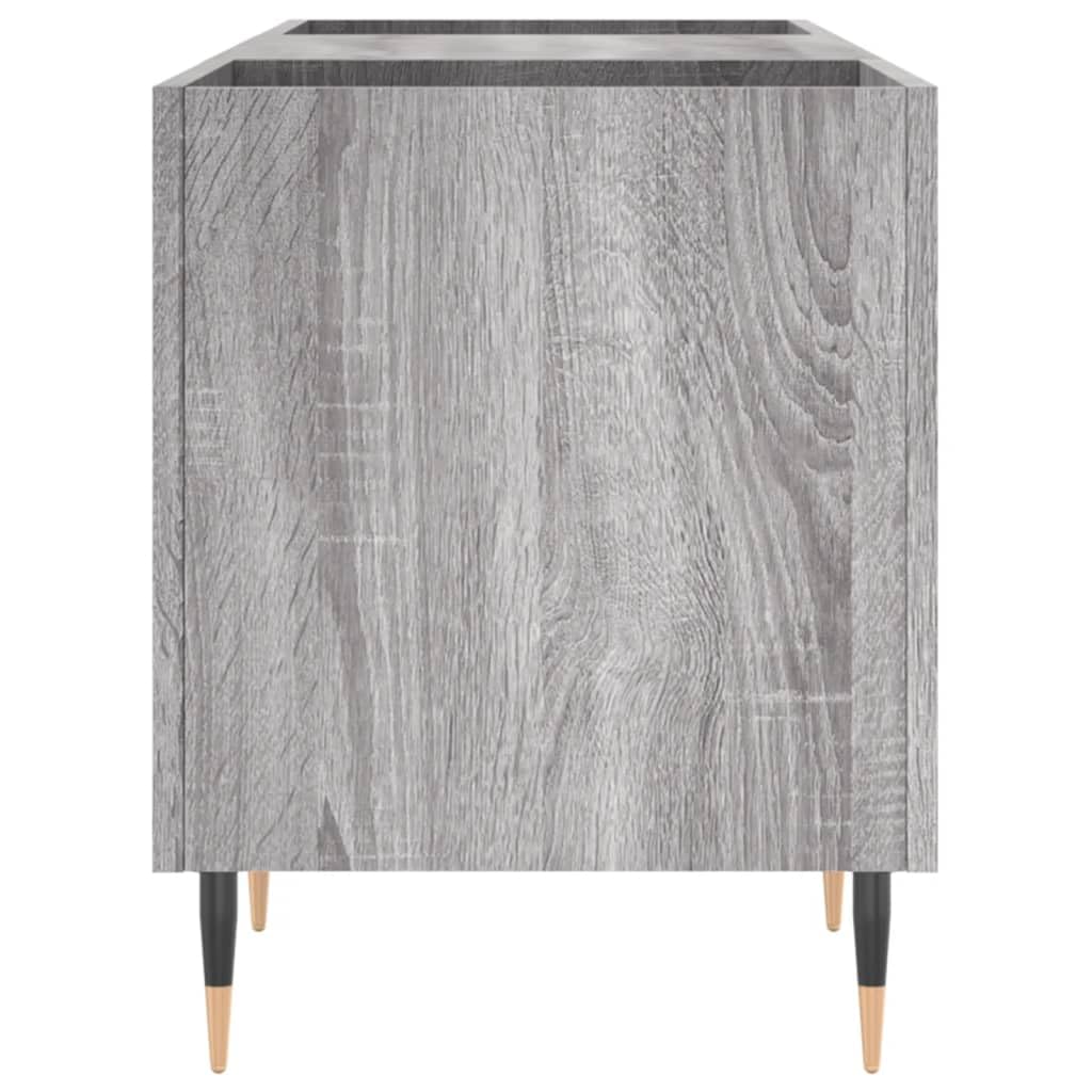 Armadio per dischi grigio Sonoma, 121 x 38 x 48 cm, in vinile, in legno e metallo, per giradischi e dischi LP