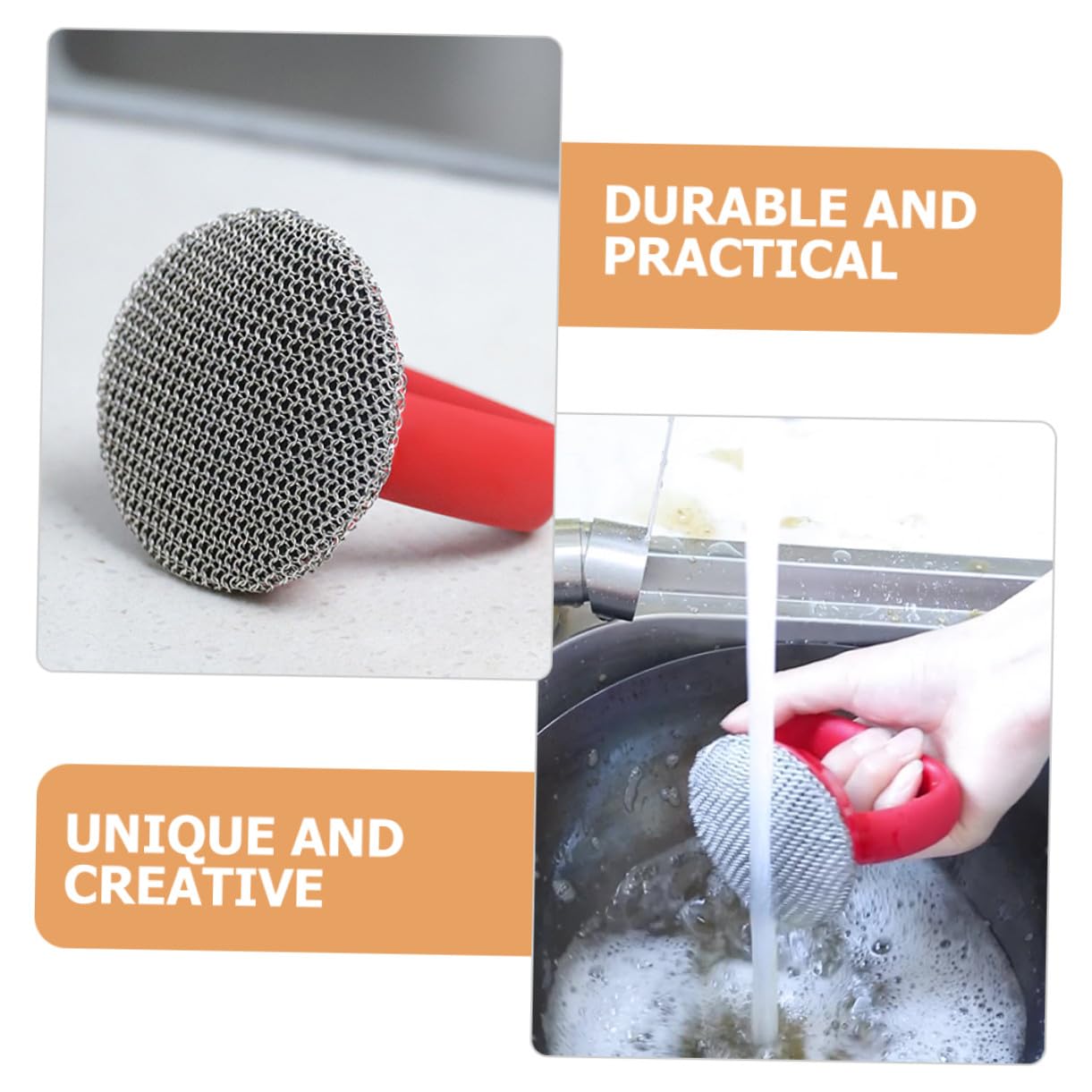 Homoyoyo Cepillo de Alambre Inoxidable con Mango de Silicona Ergonómico para Limpieza de Ollas y Sartenes Cepillo de Malla Duradero para Cocina Limpieza Profunda de Rejillas y Hornos