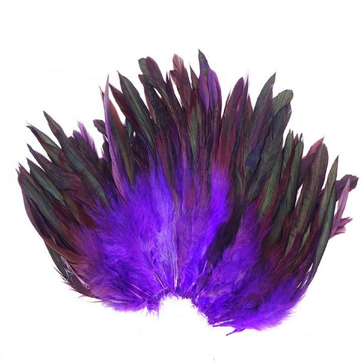 Yalulu 100PCS Natural Black Rooster Tail Dyed Feathers for Crafts Decorative Needlework Feathers for Craft DIY Wedding Decorations (Purple)