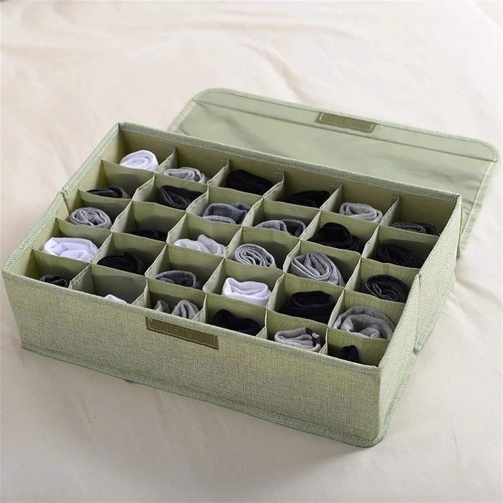 Organisateur de tiroir pliable avec 30 compartiments pour sous-vêtements pour chaussettes et slips Organiseur de placard pour dortoir Vert clair