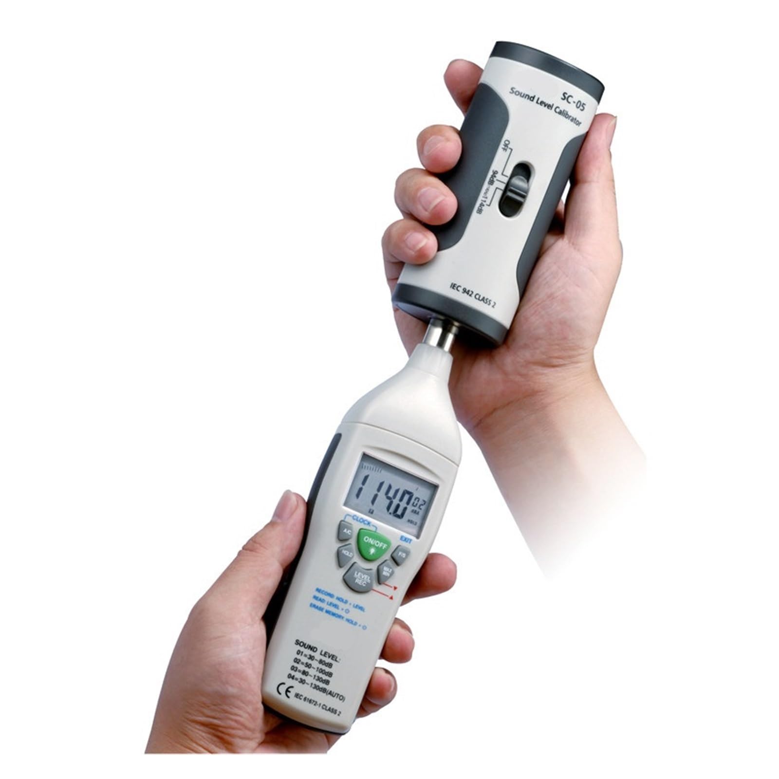 Noise Sensor 94-dB- und 114-dB-Schallpegelkalibrator Tragbarer, hochpräziser 0,5-dB-Schallpegelkalibrator