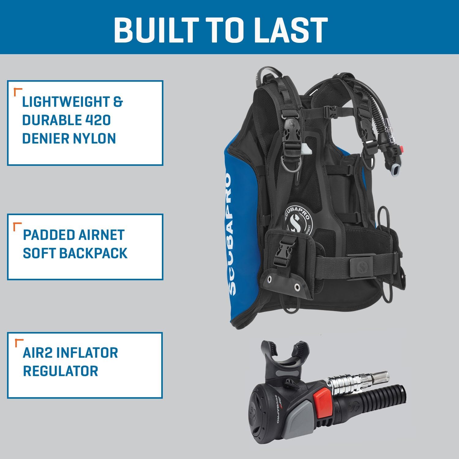 SCUBAPRO Navigator Lite Back Inflated Scuba Diving BCD for Recreational Diving