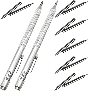 NEPAK 2 Pack Tungsten Carbide Scriber with Magnet,with Extra 12 Replacement Marking Tip,Etching Engraving Pen for Glass/Ceramics/Metal Sheet