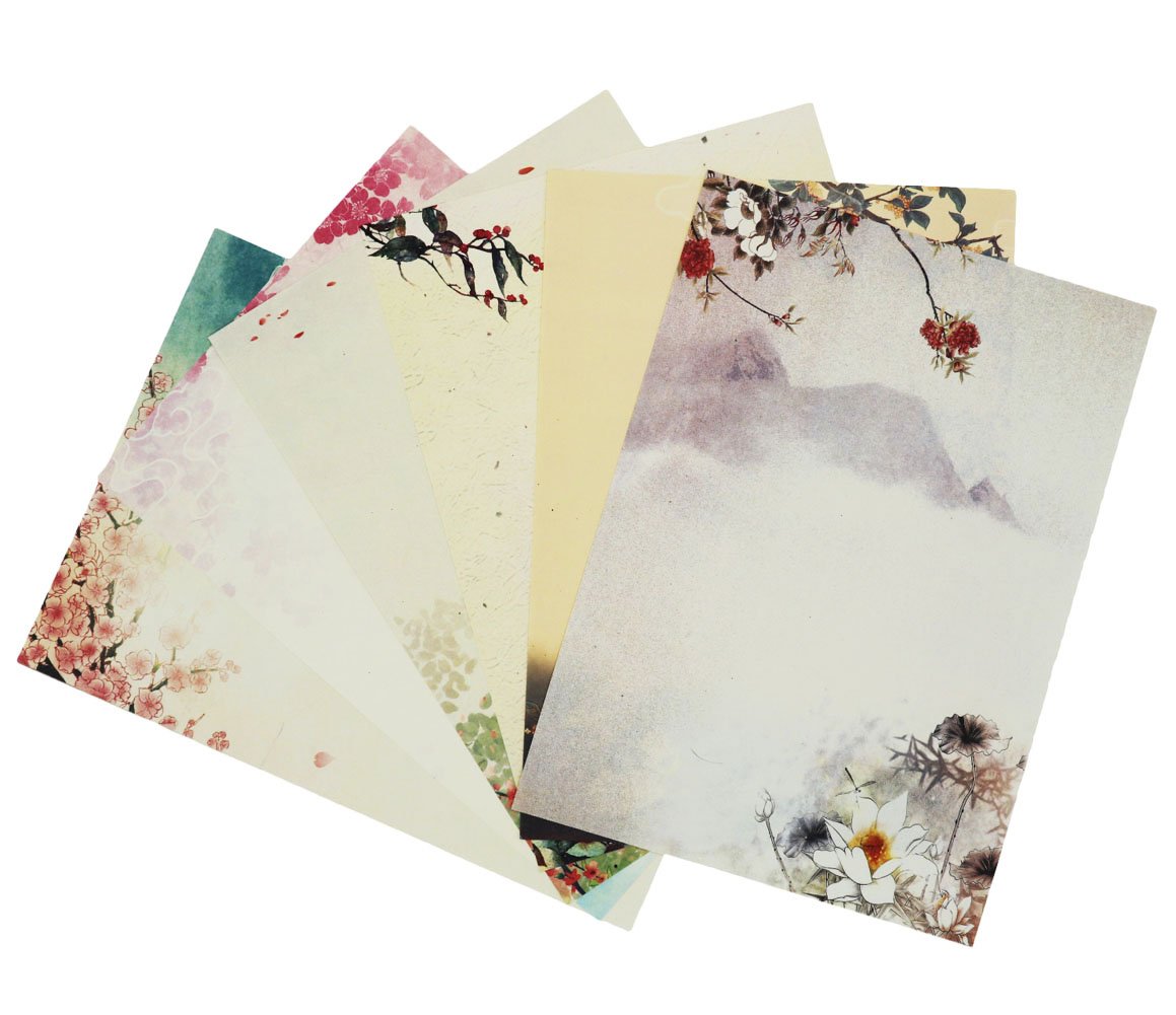 Southern Style Paper Assorted Patterned Paper SOOKOO 48 Sheets Vintage Floral Stationery ...