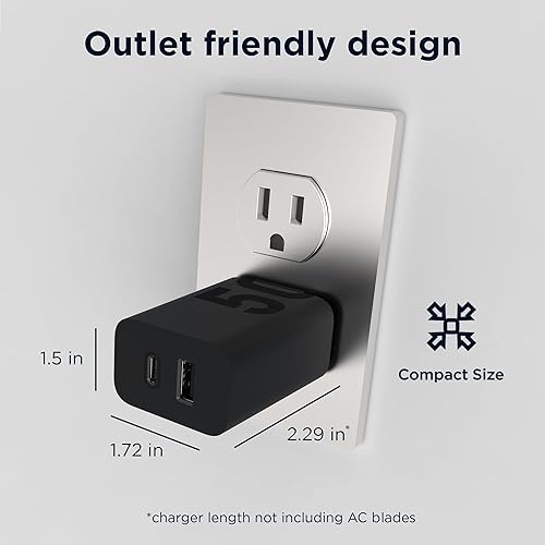 Miniatura 4 de Motorola Cargador TurboPower Share de 50 W - Puerto dual USB-A y USB-C, potente USB-PD (suministro de energía) y salidas QC3.0