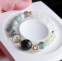 Vista 141 de Precious Gemstone Natural Crystal Healing Bracelet, Rutilated Quartz, Moonstone, Quartz Handmade Original Design Bracelet