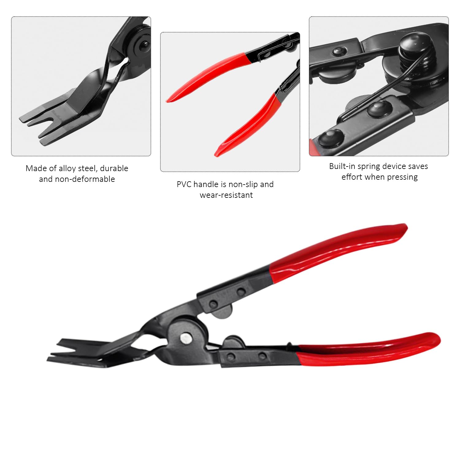 Pinza per Rimozione Lampada e Rivetto - Strumento in Plastica con Manico Rosso per Riparazione Auto