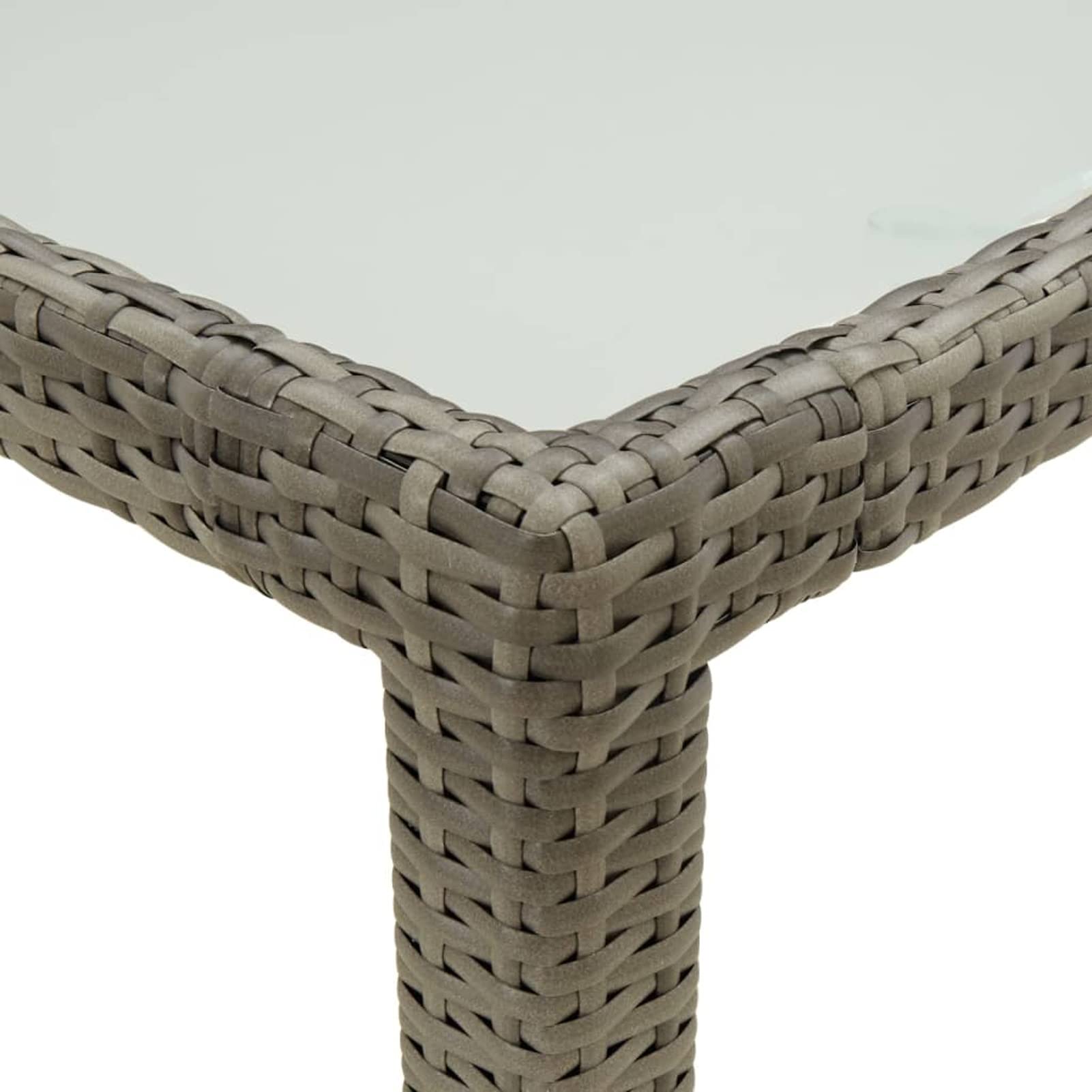 Homgoday Mesa de jardín de 150 x 90 x 75 cm, cristal templado y polirratán gris, mesa de jardín, mesa de terraza, mesa de comedor, mesa de cocina, mesa de jardín, mesas exteriores