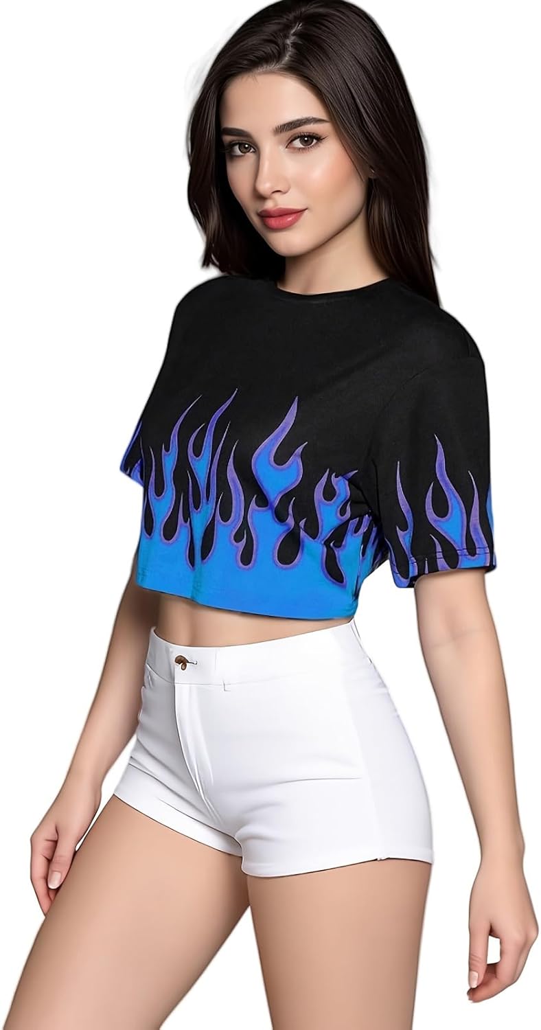 Y2K Crop Top for Women Oversized Graphic Letter Print Jersey T-Shirt Casual American for Teen Girls Short Sleeve - Image 3