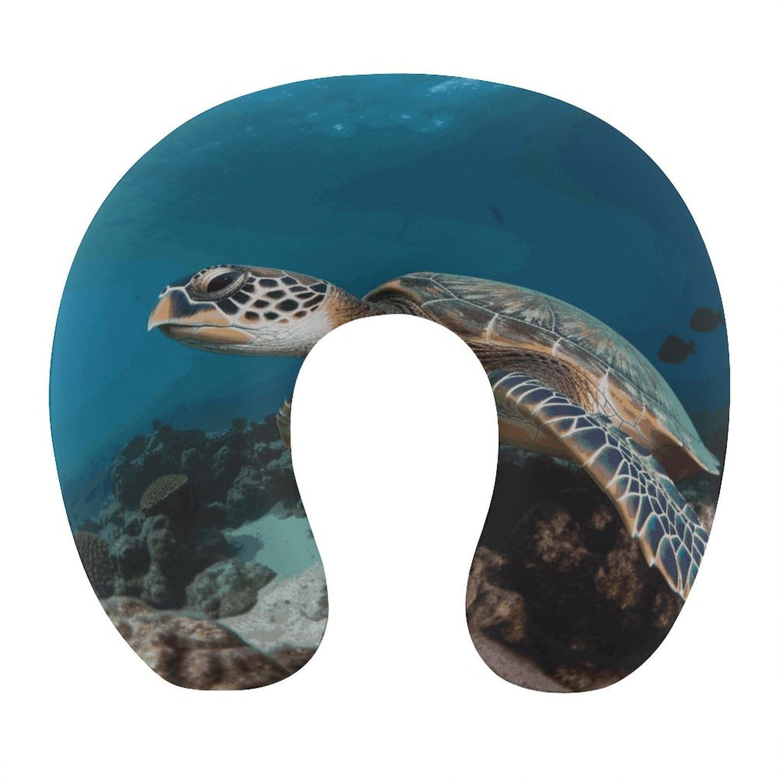 Adfgyerh Style Sea Turtle U-Shaped Pillow，Memory Foam Pillow Core，Cushion ，Provide Neck Support ，Travel Pillow，Suitable For Airplanes, Cars, Homes, And Offices.