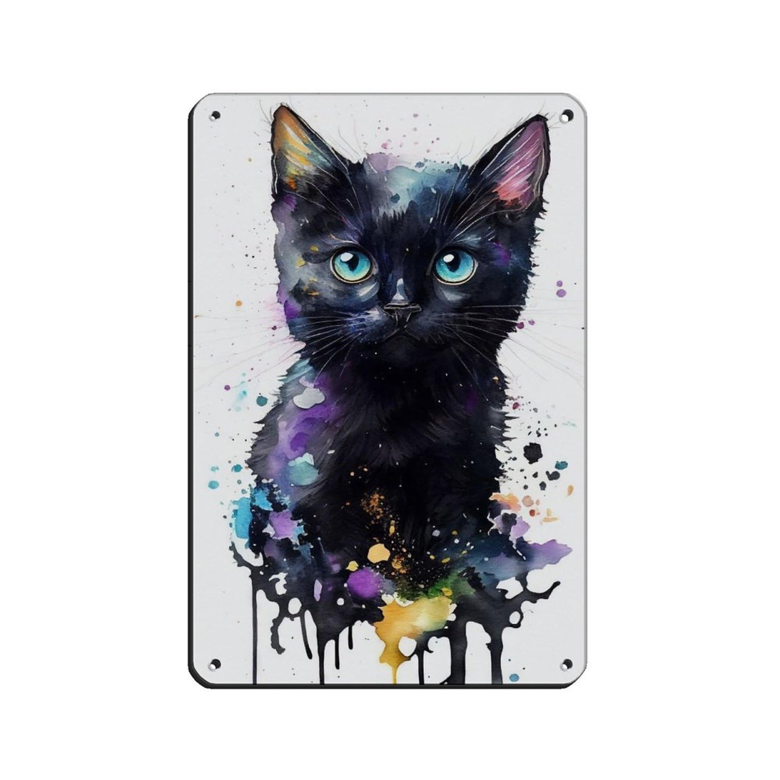 Watercolour Kitten Portrait Poster（1） Tin Sign Vintage Metal Pub Club Cafe Bar Home Wall Art Decoration Poster Retro 8x12inch(20x30cm)