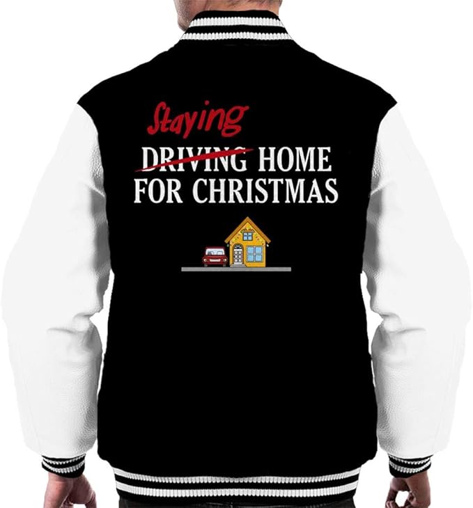 Staying Home for Christmas Men's Varsity Jacket Amazon.de Bekleidung