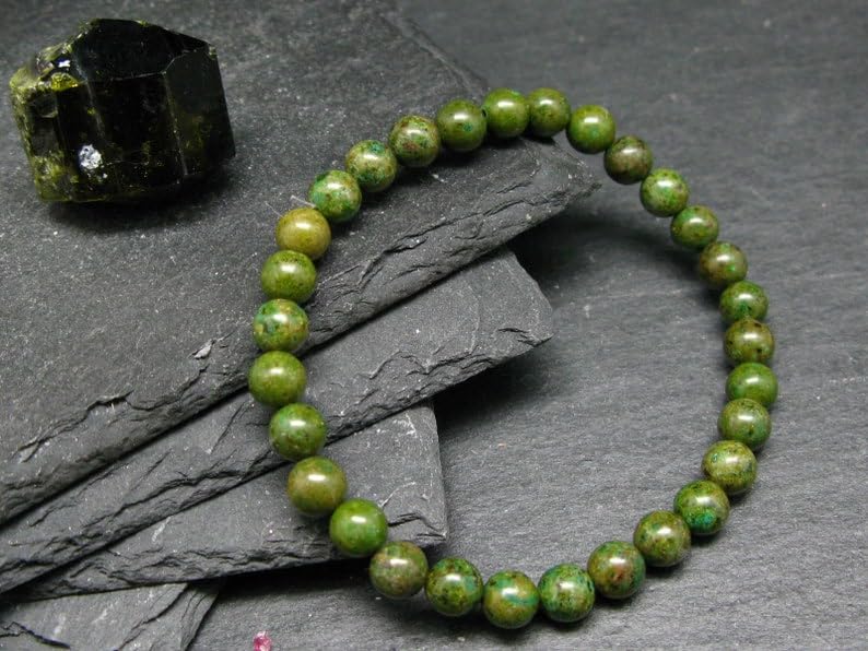 Happy_Shop Natural Epidote 8mm Round Shape Smooth Cut Beads 6.5 Inch Stretchable Bracelet For Men & Women. Unisex Bracelet For Healing, Meditation, Prosperity, Gift &... - Image 2