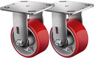 FOVERSWIVE 4"x2" Industrial Casters- Heavy Duty casters,Polyurethane Casters Wheel,Capacity up to 1600 Lb. Use for Platform Truck, U-Boat Cart,Workbenches(2 Rigid)