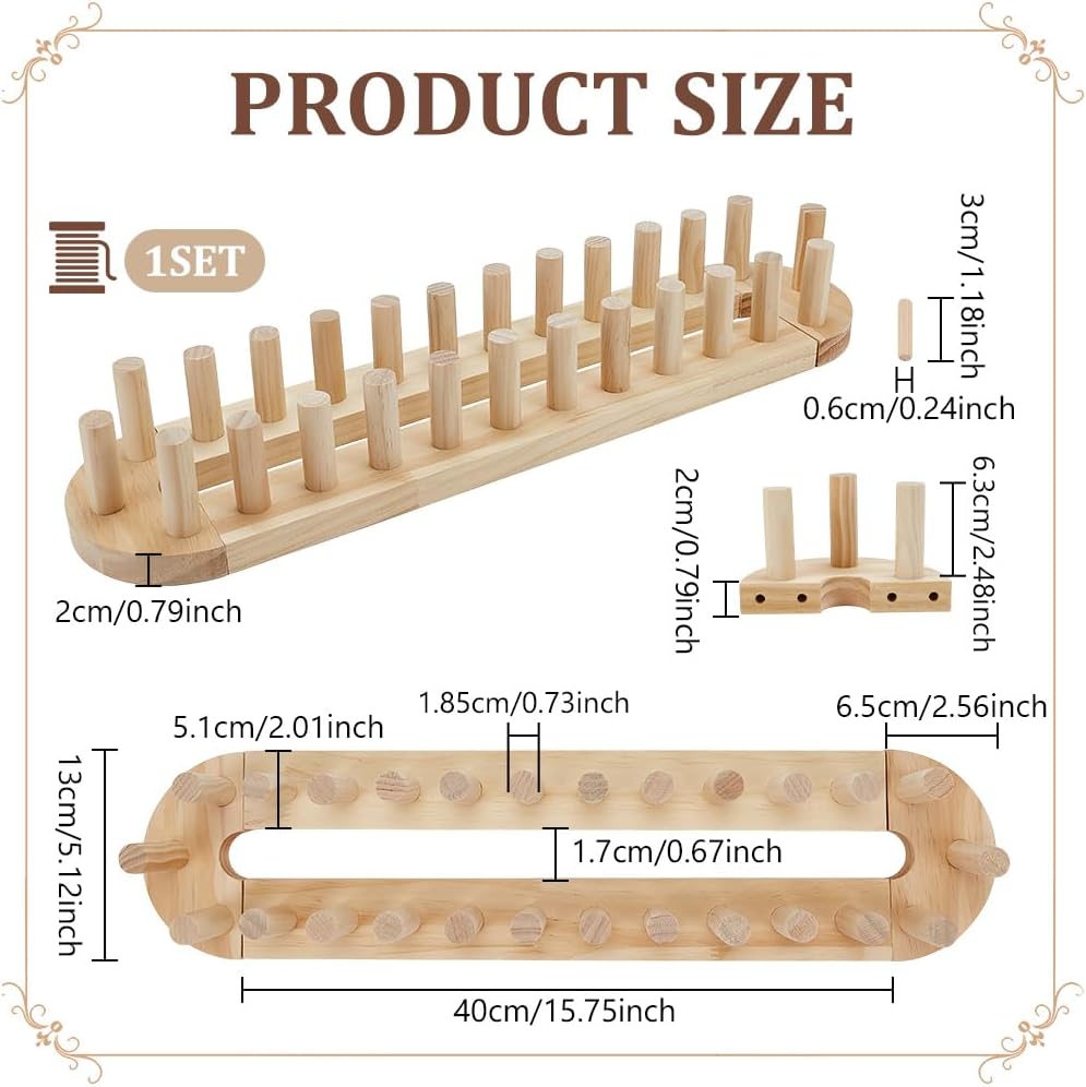NBEADS 1 Set Wooden Knitting Loom, 15.75×2×0.79 Inch Oval Weaving Loom Set DIY Scarf Hats Shawl Making Tools with Assemble Parts for Yarn Craft Home Decoration