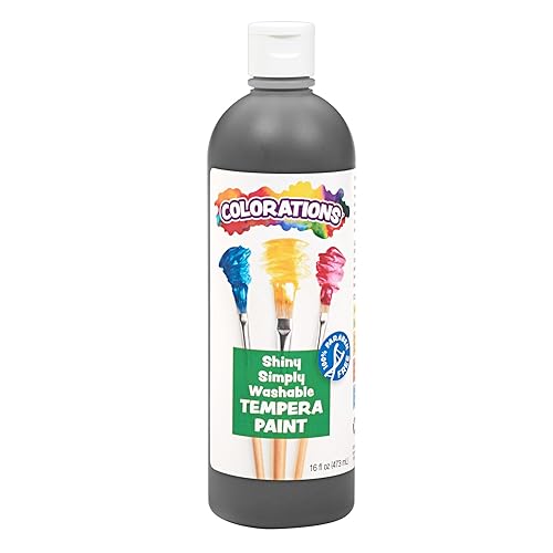 Miniatura 1 de Colorations Pintura lavable con efecto metálico, 16 onzas líquidas, negro, no tóxico, vibrante, atrevido, pintura para niños, manualidades,