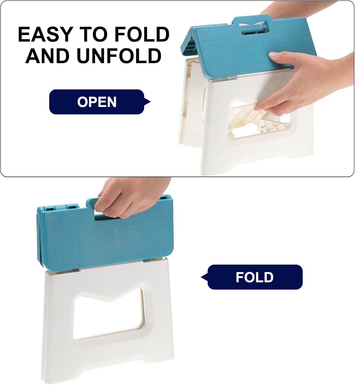 uxcell 9" Folding Step Stool for Adults 275 lbs Capacity Non-Slip Step Stool with Handle Collapsible Foot Stools, Grey Small Stepping Stool for Bathroom, Bedroom, Kitchen