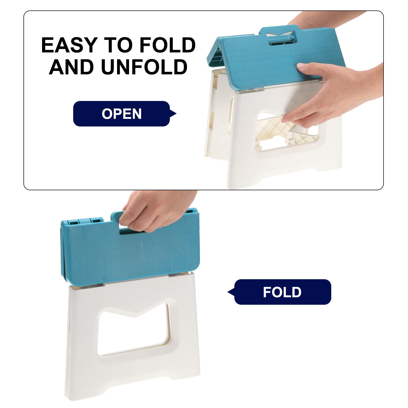 DXIA Sgabello Pieghevole, Sgabello Pieghevole in plastica con Manici, ripiano superiore antiscivolo, compatto e facile da riporre, Sgabelli Antiscivolo per Cucina, Bagno, Bambini, Adulti