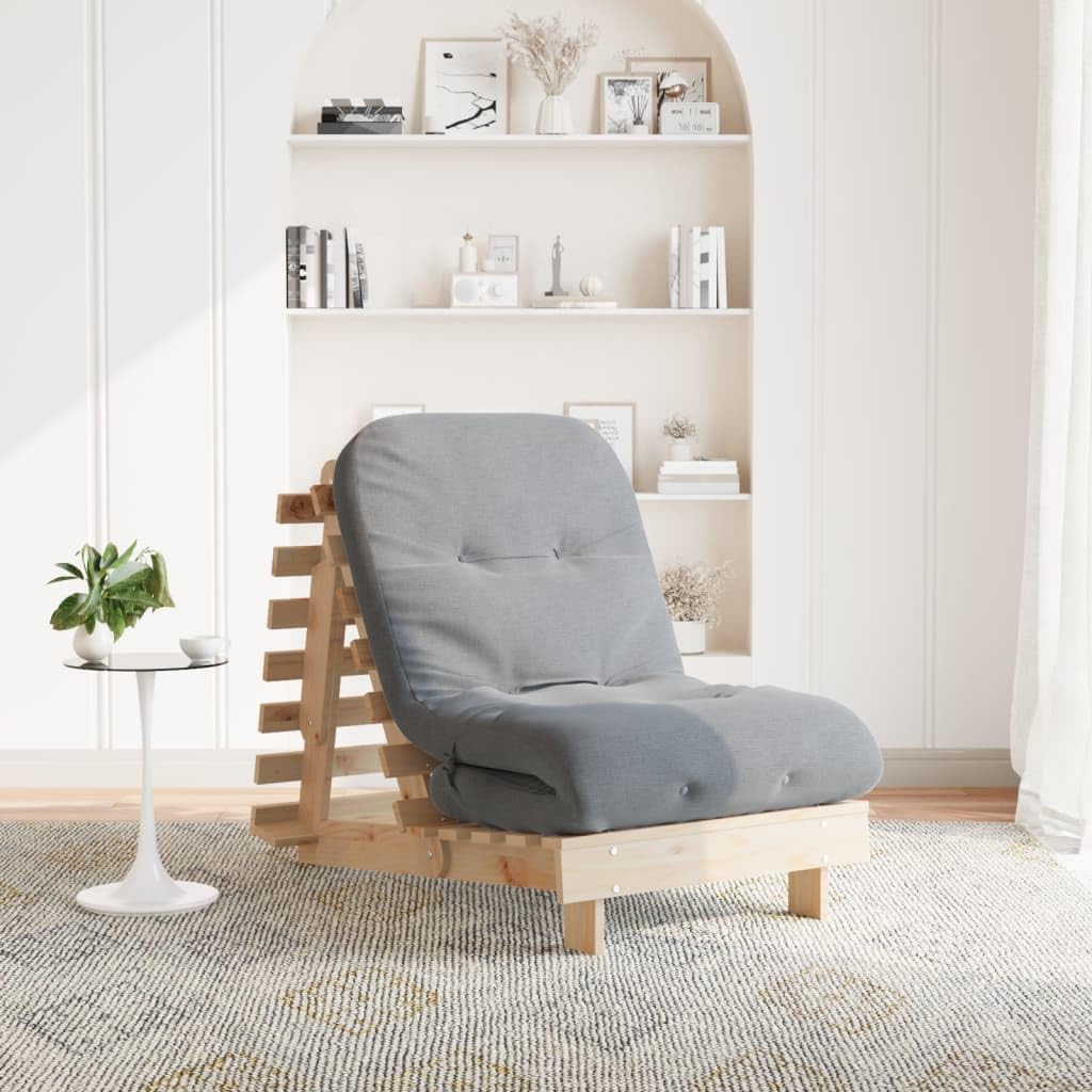 VidaXL Canapé-lit Futon Avec Matelas 70x206x11 cm en Bois Massif de Pin - Style Japonais