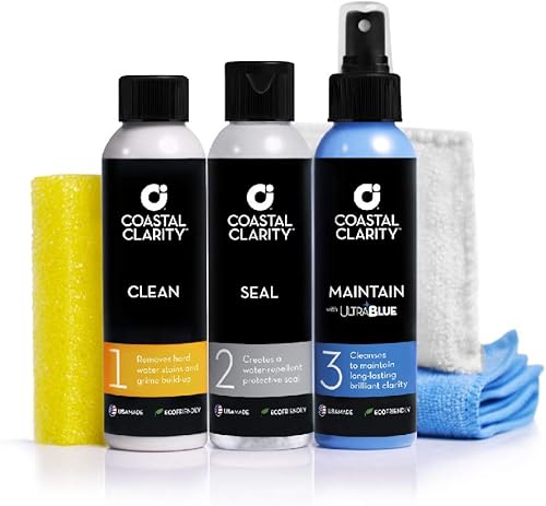 Kit de restauración de puerta de ducha Coastal Clarity, removedor de espuma de jabón, repelente al agua y limpiador de cristales de ducha, sistema disponible en Yaxa Peru