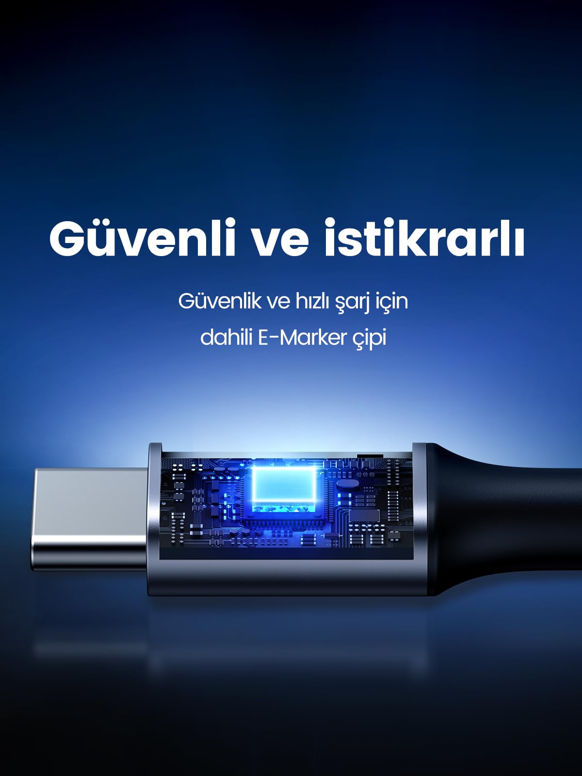 Ugreen Type-C to Type-C 100 W 5A Örgülü 90 Derece Şarj Kablosu 2 Metre