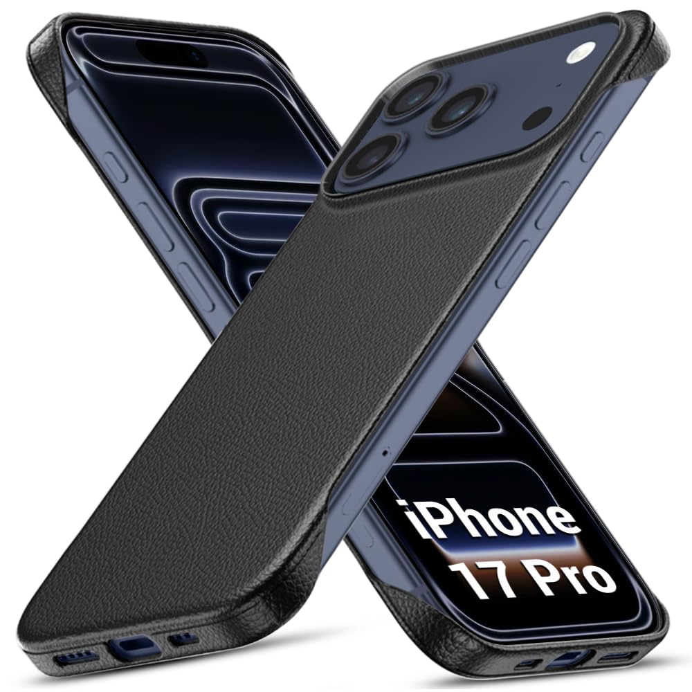 TheGiftKart Hybrid Ultimate Slim Back Case Cover for iPhone 17 Pro | Lightweight Profile | Hard Back Case Cover for iPhone 17 Pro (PC & TPU, Metal Camera Ring, Leather Texture Finish, Grey) — Amazon image 24