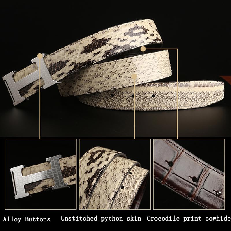 Men's Genuine Leather Belt Handmade Reversible Python Skin Head Cowhide Leather Belt Alloy Buckle Luxury Fashion and Casual Belt 38mm3