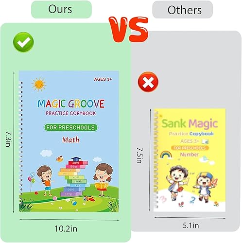 Miniatura 2 de Libros de escritura a mano con ranuras reutilizables para niños, libros de escritura a mano con ranuras para aprender a escribir libros de números y