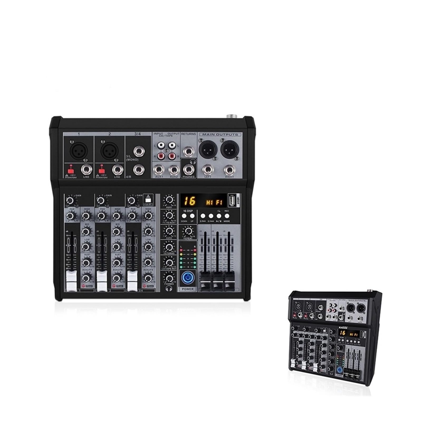 Controller DJ, Mixer Bluetooth a 4 canali, console di missaggio, interfaccia, scheda USB for studio, palco, DJ, casa