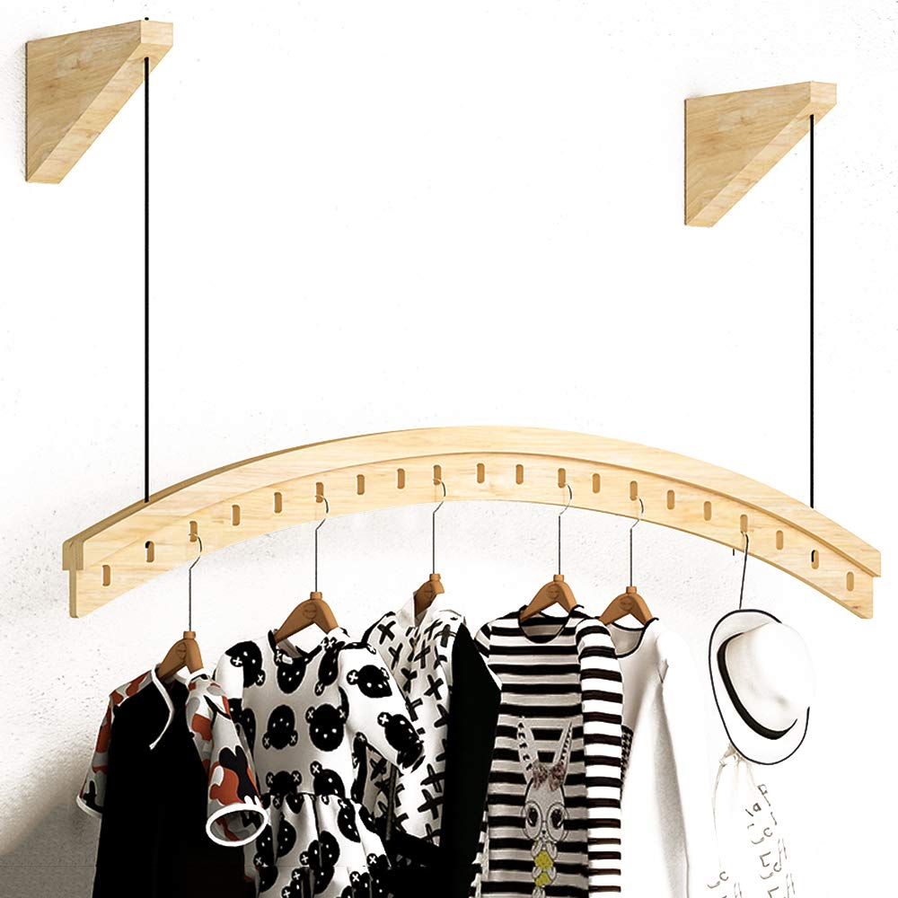 JKJZSALJ Clothing Display Rack Hanger,Wooden Hanging Adjustable Hanger,Wall