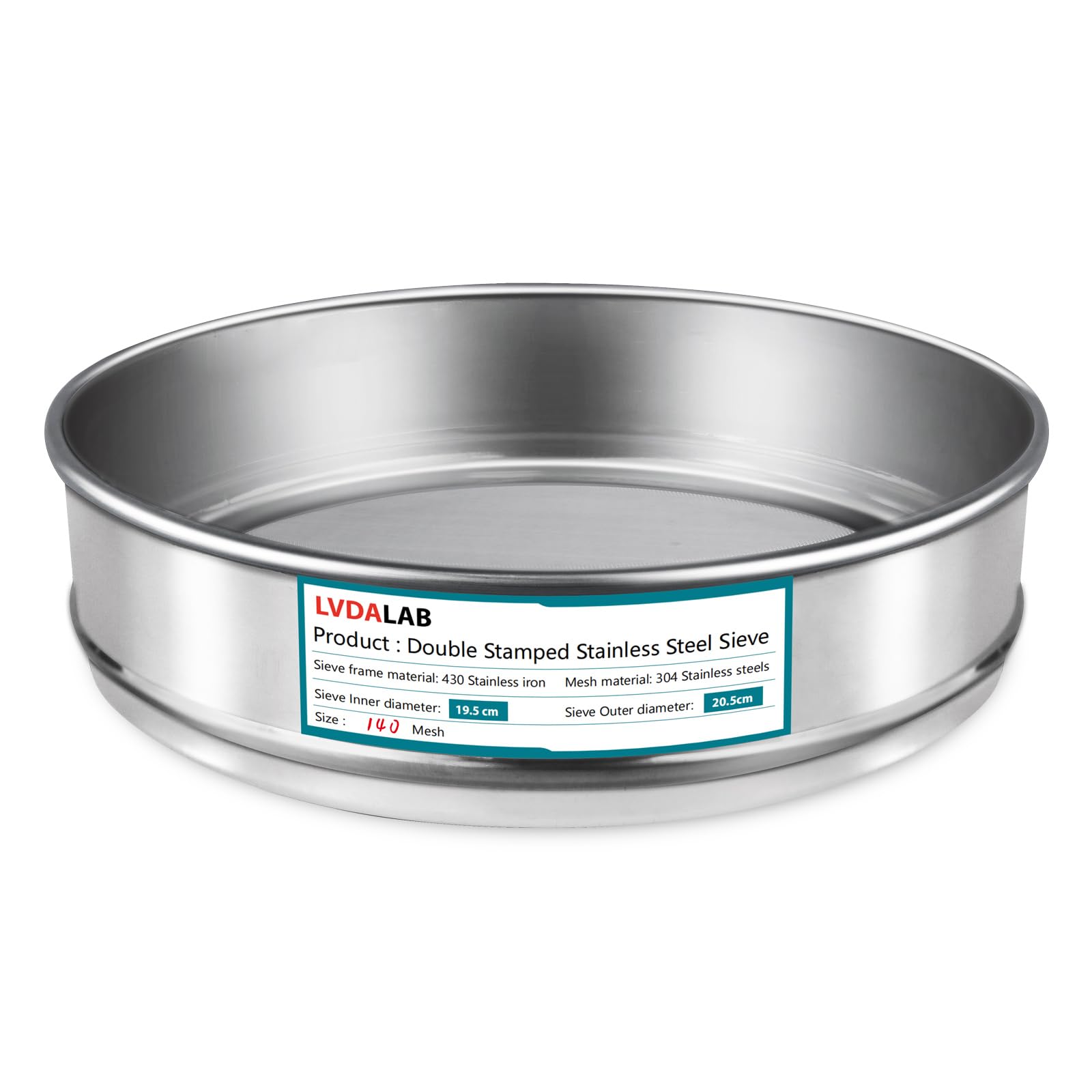 304 Stainless Steel Mesh Lab Sieve, 140 Mesh (0.106mm) Aperture Test Sieve, 7.9Inch(20cm) Diameter Economy Standard Analysis Sample Test Sieves for Industrial Laboratory Homes