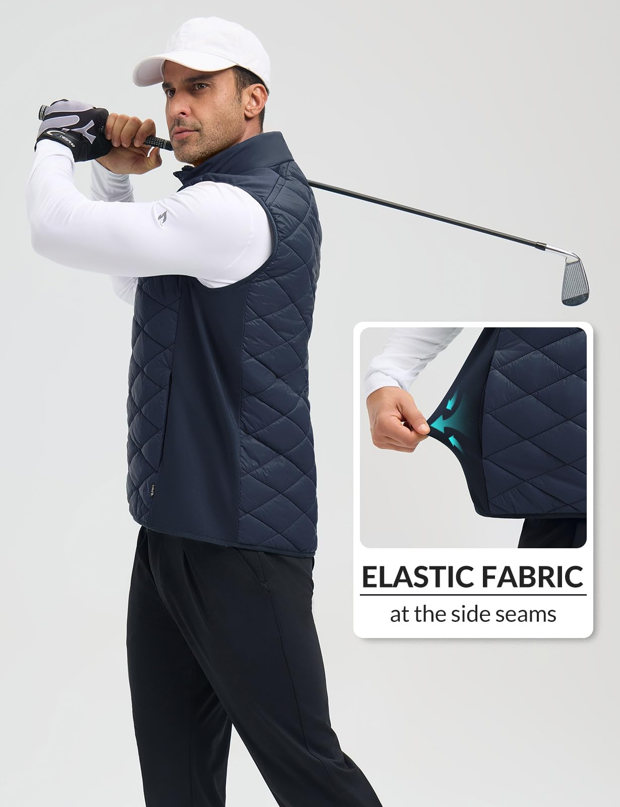 baleaf Chaleco de senderismo para hombre, chaleco acolchado acolchado para exteriores, para correr, golf, senderismo