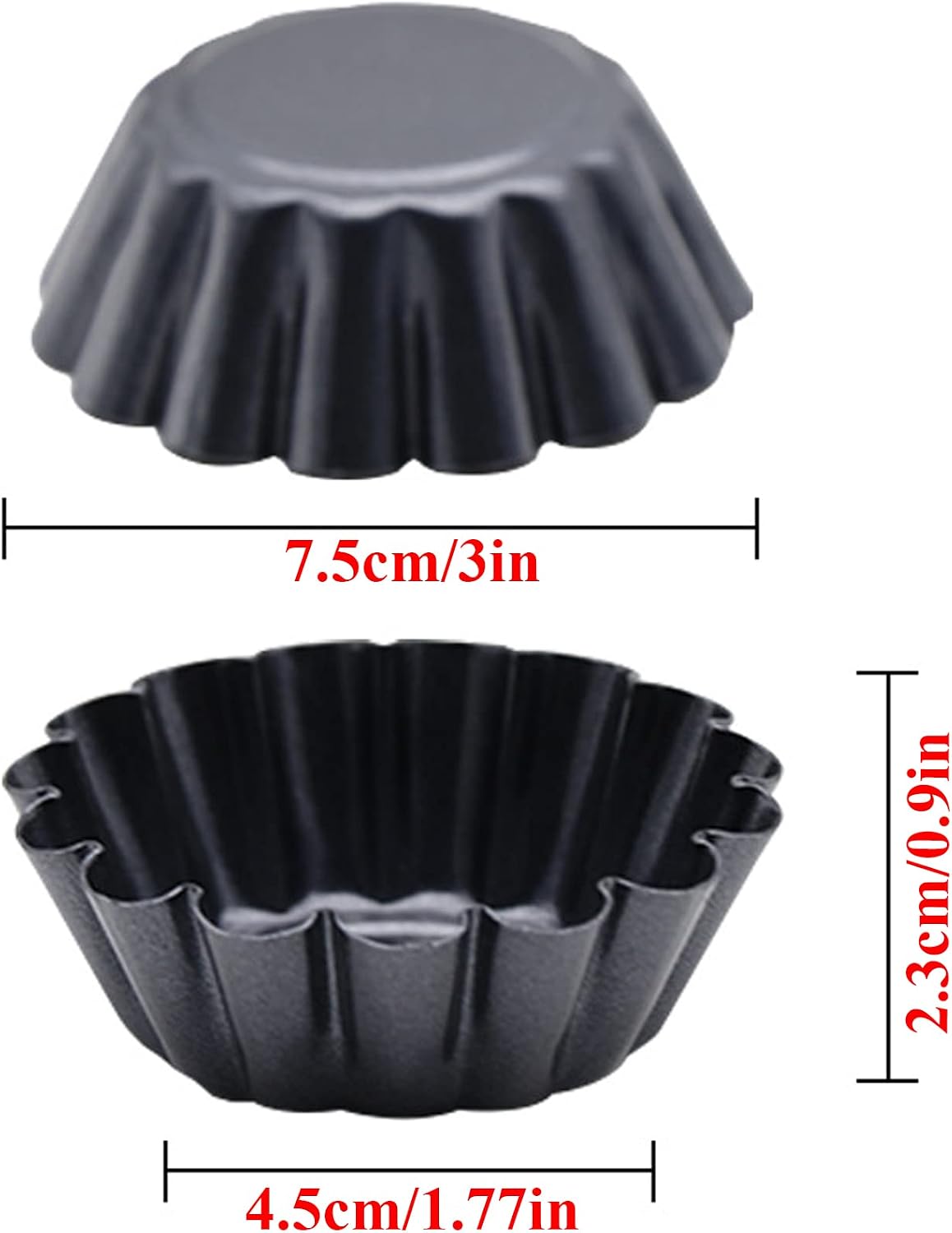 12 Packs Egg Tart Mold, Bigger Size 3 x 0.9inch, Non-Stick Pan Carbon Steel Cake Molds, Mini Pie Mould, Muffin Cupcake Pudding Baking Cup Maker - for Pies, Chinese Egg Tart, Cakes