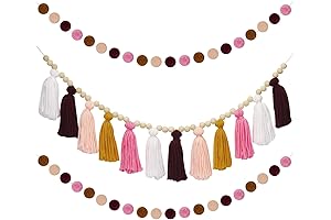 Pastel Tassel Garland with Pom Pom Decor