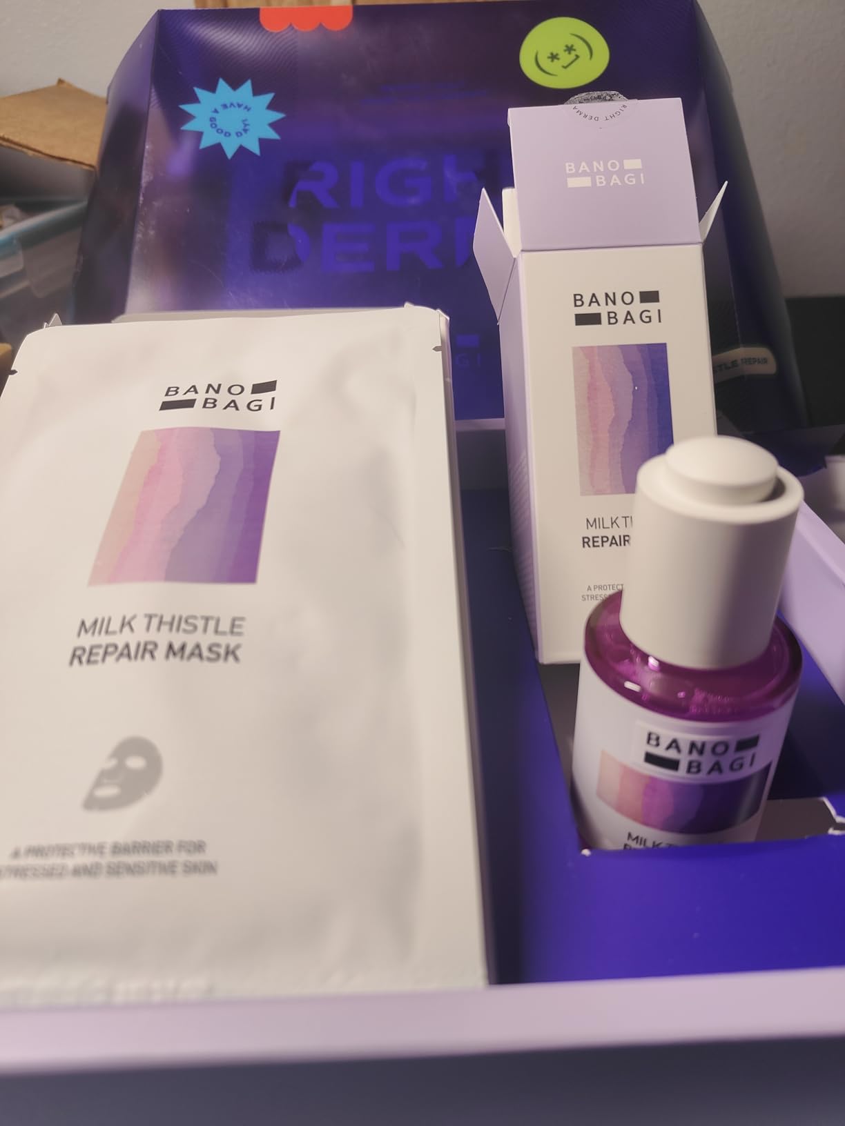 Bano Milk Thistle Repair Skin Care Set - Korean Skin Care with Centella, Soothing & Barrier Repair Kit for Sensitive Skin, Face Mask 10EA & Serum 0.5 fl. oz., Face Moisturizer, Fragrance-Free